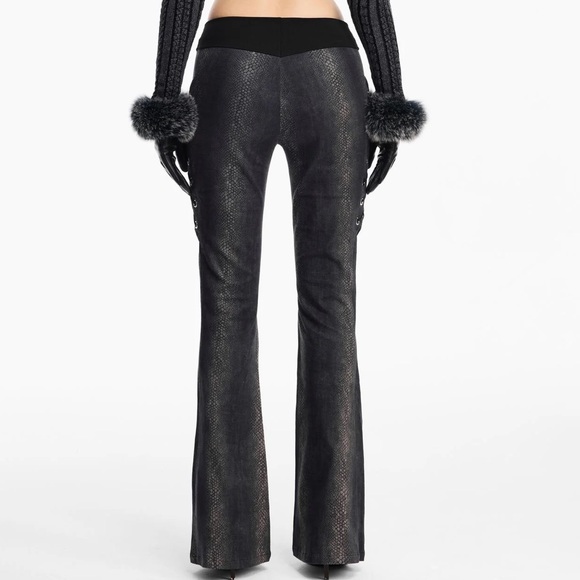 The kript Snake Python Print Lace-Up Flare Pants sz small - Picture 2 of 4